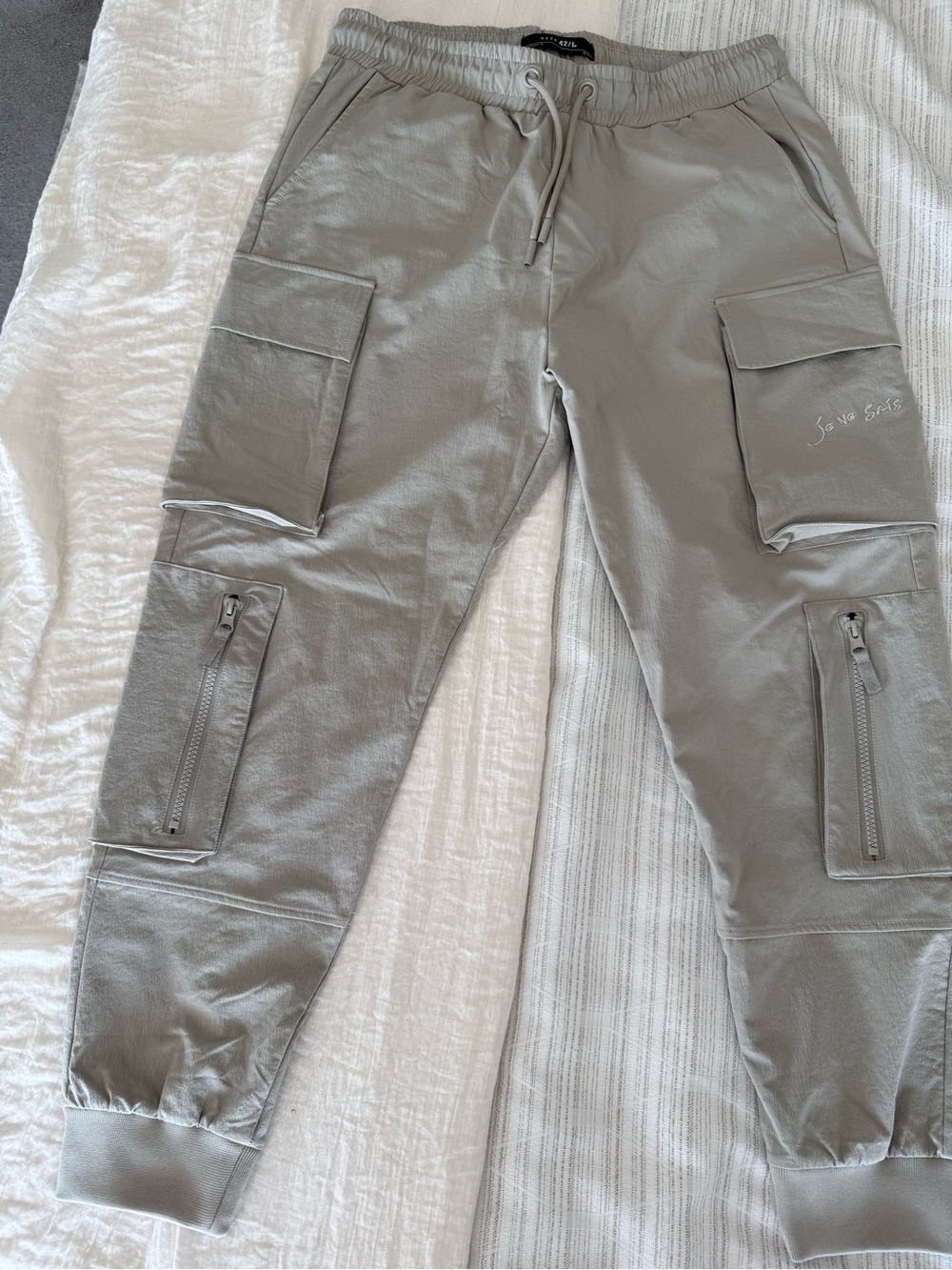 Renuar Men's Cargo Joggers in Light Gray